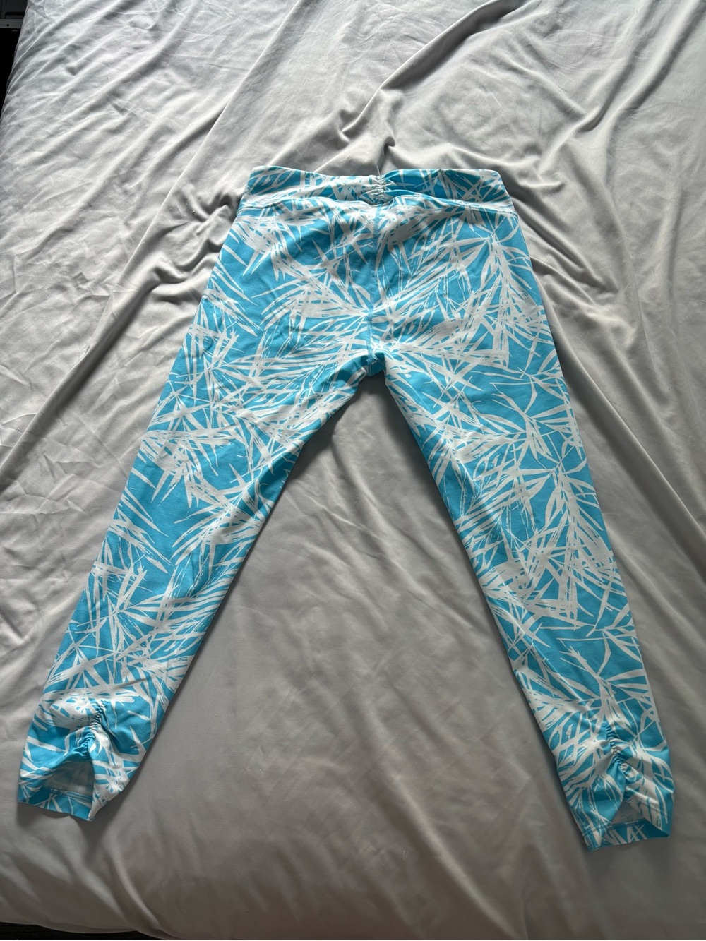 Calvin Klein Blue & White Leaf-Print Kids Leggings